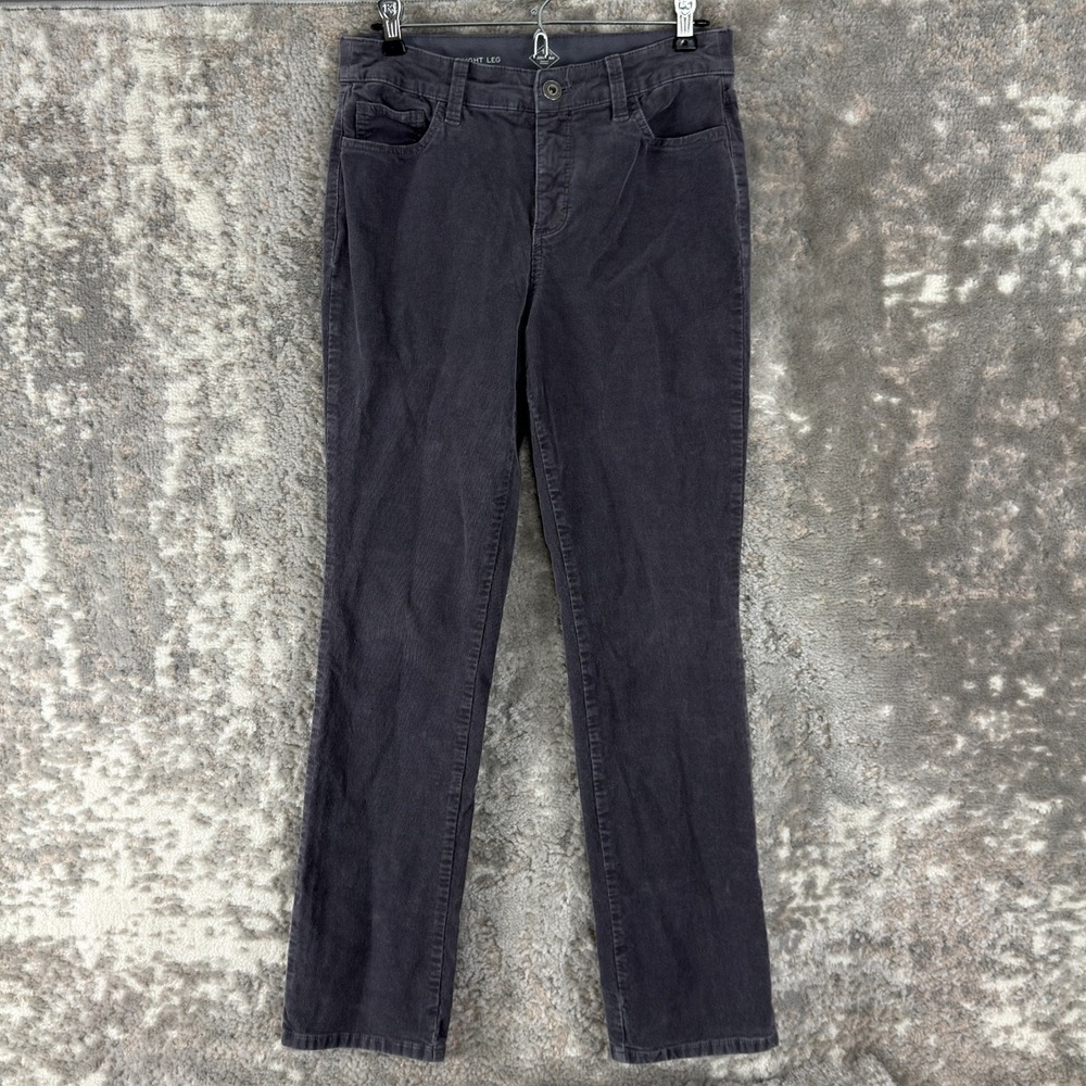 St Johns Bay Size 6 Straight Leg Corduroy Jeans Gray Button Zip‎ Pants Casual